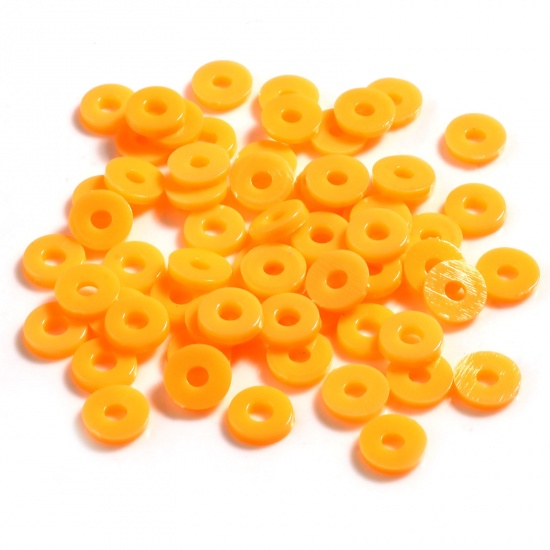 Picture of Plastic Heishi Beads Round Orange About 6mm Dia., Hole: Approx 2.1mm, 5000 PCs