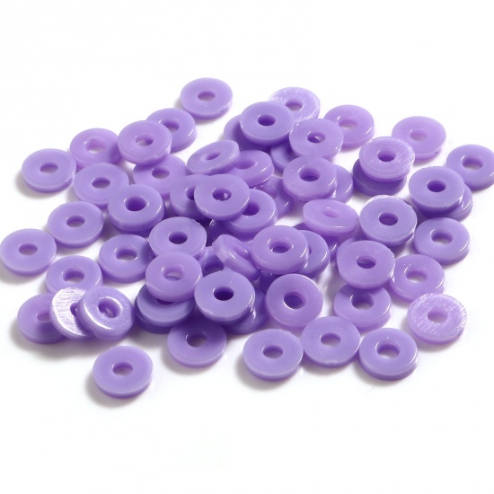 Picture of Plastic Heishi Beads Round Mauve About 6mm Dia., Hole: Approx 2.1mm, 5000 PCs