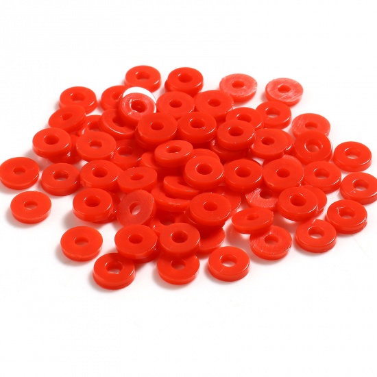 Picture of Plastic Heishi Beads Round Red About 6mm Dia., Hole: Approx 2.1mm, 5000 PCs