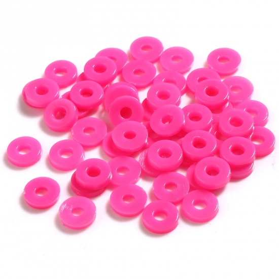 Picture of Plastic Heishi Beads Round Fuchsia About 6mm Dia., Hole: Approx 2.1mm, 5000 PCs
