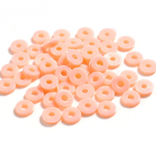 Picture of Plastic Heishi Beads Round Orange Pink About 6mm Dia., Hole: Approx 2.1mm, 5000 PCs