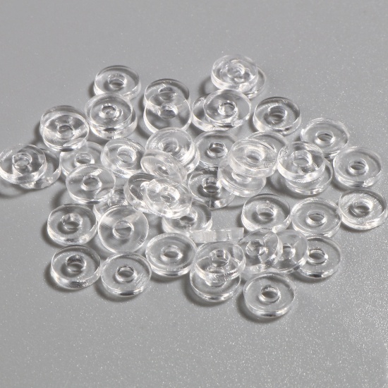 Picture of Plastic Heishi Beads Round Transparent Clear About 6mm Dia., Hole: Approx 2.1mm, 5000 PCs