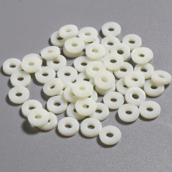 Picture of Plastic Heishi Beads Round Beige About 6mm Dia., Hole: Approx 2.1mm, 5000 PCs
