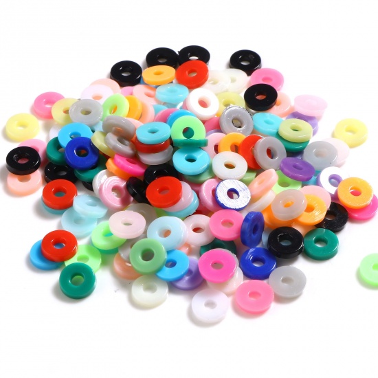 Picture of Plastic Heishi Beads Round At Random Color Mixed About 6mm Dia., Hole: Approx 2.1mm, 5000 PCs
