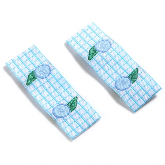 Picture of Polyester Label Tags Blueberry Blue RectanglePattern 4cm x 1.5cm , 100 PCs