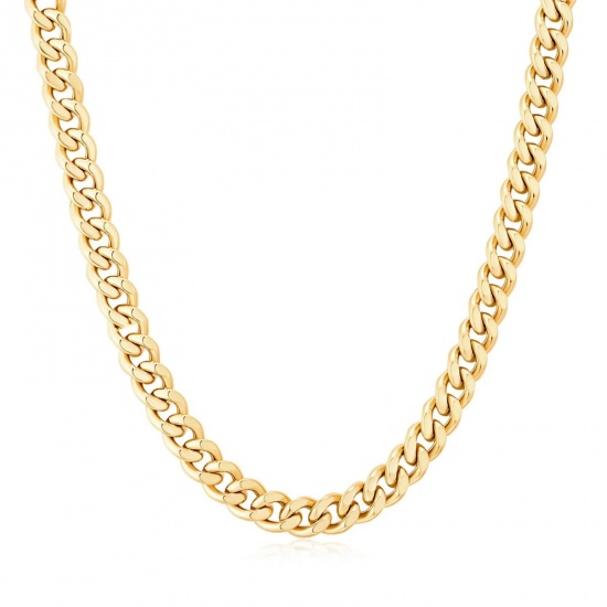 Picture of 1 Piece Vacuum Plating Punk Simple 18K Real Gold Plated 304 Stainless Steel Curb Link Chain Necklace Unisex 45cm(17 6/8") long