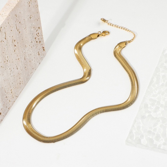 Picture of 1 Piece Vacuum Plating Punk Simple 18K Real Gold Plated 304 Stainless Steel Snake Chain Necklace Unisex 42cm(16 4/8") long