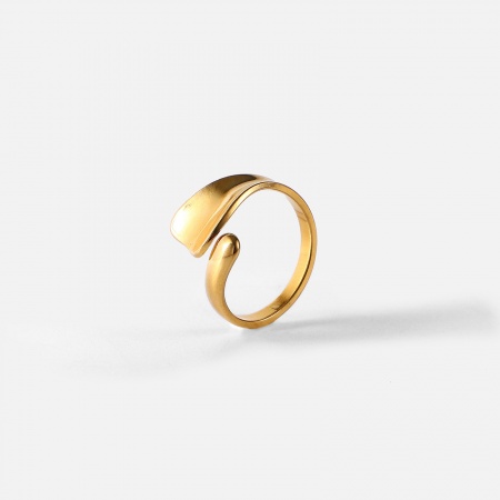 1 Pz Placcatura Sottovuoto Semplice & Casual Elegante 18K Vero Oro Placcato 304 Acciaio Inossidabile Aperto Geometrica Anello Per Donne