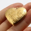 Picture of 1 Piece Eco-friendly PVD Vacuum Plating 304 Stainless Steel Picture Photo Frame Locket Charms Gold Plated Heart Carved Pattern Can Open (Fits 21mmx17mm) 29mm x 29mm