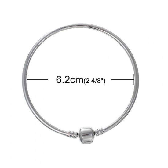 Image de Bracelets au Style Européen en Laiton Rond Argent Mat avec Fermoir 21cm Long/Enfliade, 1 Pièce