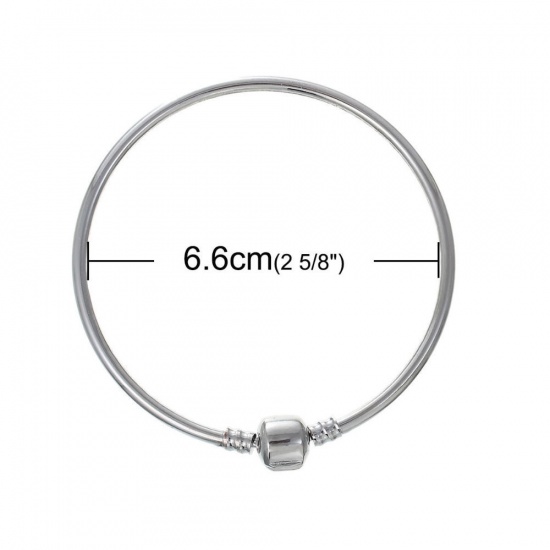 Image de Bracelets au Style Européen en Laiton Rond Argent Mat avec Fermoir 21cm Long/Enfliade, 1 Pièce