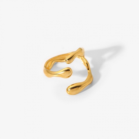 Picture of Eco-friendly Simple & Casual Stylish 18K Gold Color 304 Stainless Steel Open Irregular Rings Unisex 1 Piece