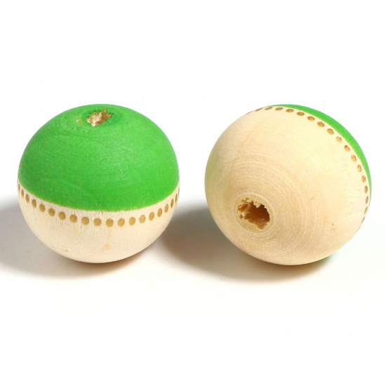 Immagine di Legno Separatori Perline Tondo Verde Circa: 19mm Dia, Foro: Circa 4.7mm, 20 Pz