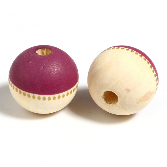 Immagine di Legno Separatori Perline Tondo Colore Viola Circa: 19mm Dia, Foro: Circa 4.7mm, 20 Pz