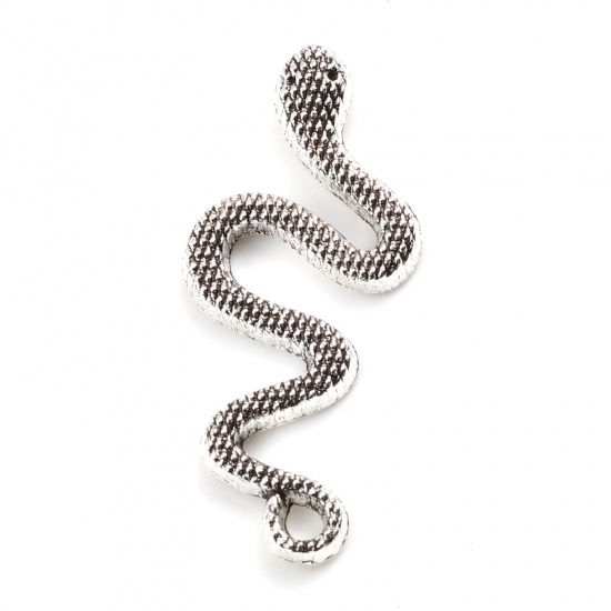Immagine di Lega di Zinco Ciondoli Serpente Argento Antico 31mm x 14mm , 20 Pz