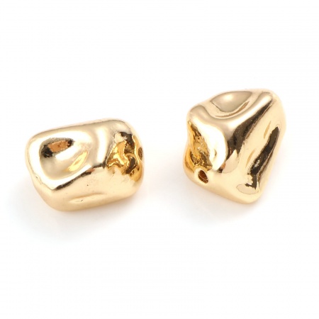Brass Beads 18K Real Gold Plated Irregular About 14mm x 10mm, Hole: Approx 1.6mm, 2 PCs