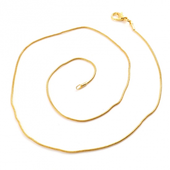 Picture of Iron Based Alloy Snake Chain Necklace Gold Plated 46cm(18 1/8") long, Chain Size: 1.2mm, 2 Packets ( 10 PCs/Packet)