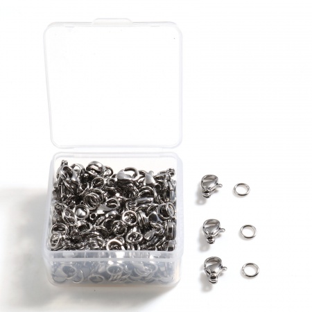 Immagine di Acciaio Inossidabile Stile Anello di Salto Tono Argento 4mm Dia, 9mm x 6mm, 1 Scatola