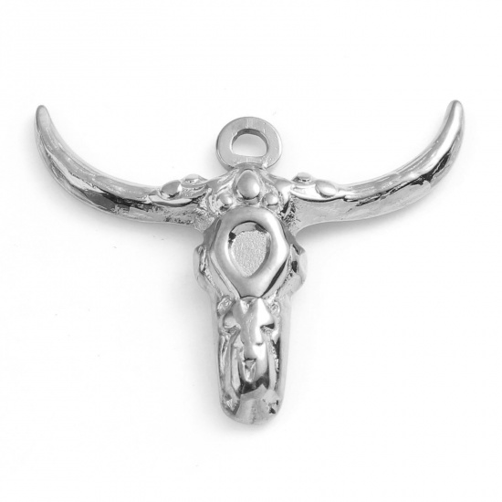 Picture of 201 Stainless Steel Charms Silver Tone Taren 25mm x 20mm, 1 Piece