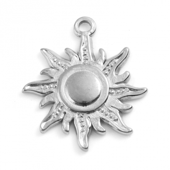 Image de Breloques en 201 Acier Inoxydable Galaxie Soleil Argent Mat 21mm x 18mm , 1 Pièce