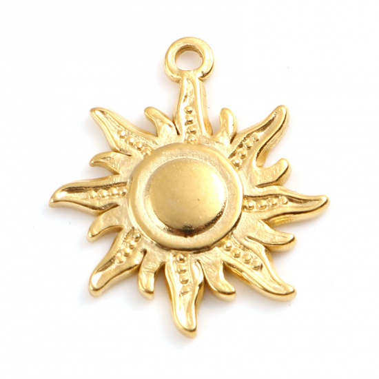 Image de Breloques en 201 Acier Inoxydable Galaxie Soleil Doré 21mm x 18mm , 1 Pièce