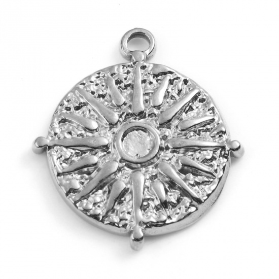 Bild von 201 Edelstahl Galaxis Charms Rund Silberfarbe Sonne 22mm x 20mm, 1 Stück
