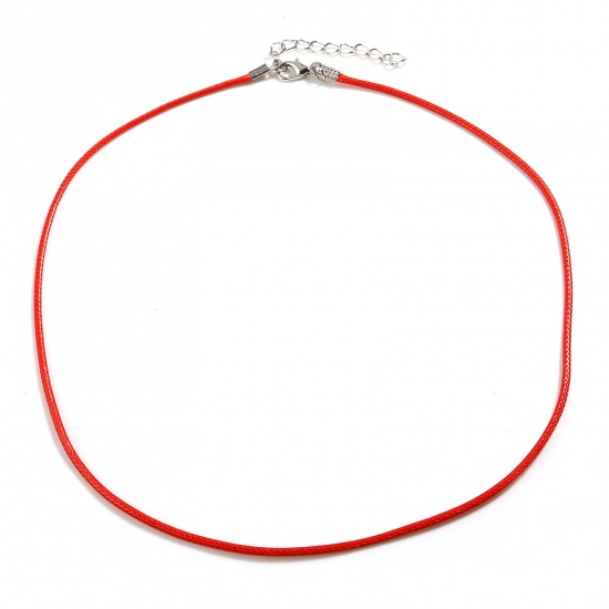 Picture of Korean Wax + Polyester Braided String Cord Necklace Red 45cm(17 6/8") long, 20 PCs