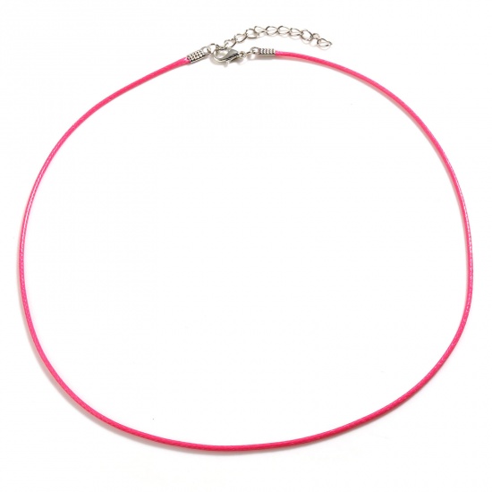 Picture of Korean Wax + Polyester Braided String Cord Necklace Fuchsia 45cm(17 6/8") long, 20 PCs