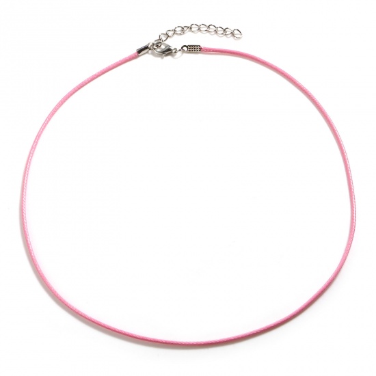 Picture of Korean Wax + Polyester Braided String Cord Necklace Pink 45cm(17 6/8") long, 20 PCs