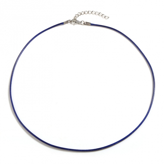 Picture of Korean Wax + Polyester Braided String Cord Necklace Dark Blue 45cm(17 6/8") long, 20 PCs