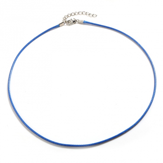 Picture of Korean Wax + Polyester Braided String Cord Necklace Blue 45cm(17 6/8") long, 20 PCs