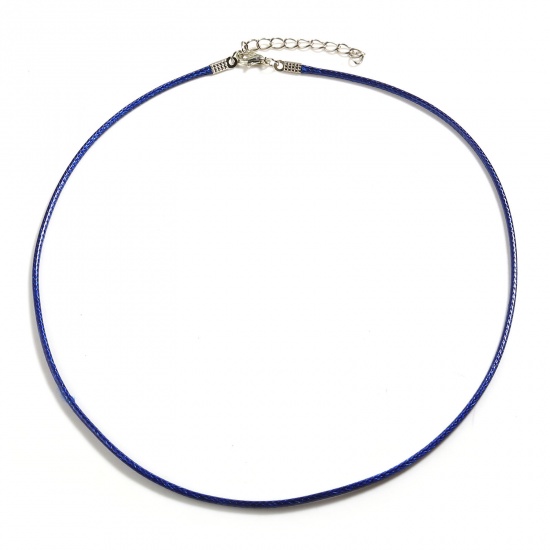 Picture of Korean Wax + Polyester Braided String Cord Necklace Dark Blue 45cm(17 6/8") long, 20 PCs