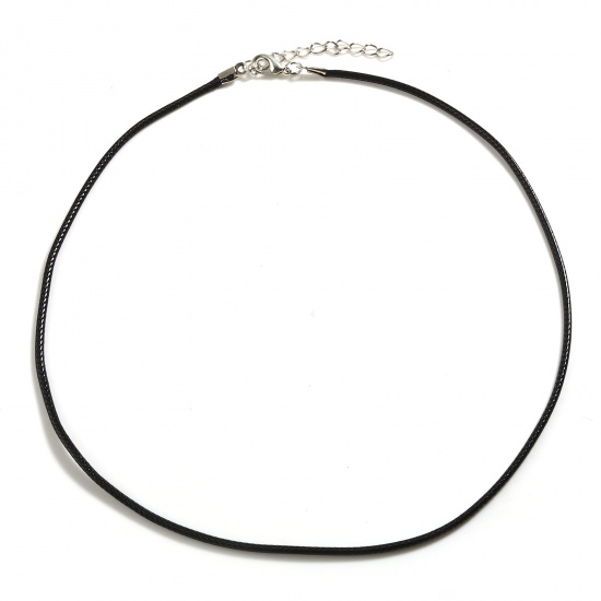 Picture of Korean Wax + Polyester Braided String Cord Necklace Black 45cm(17 6/8") long, 20 PCs