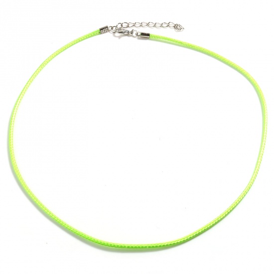 Picture of Korean Wax + Polyester Braided String Cord Necklace Neon Green 45cm(17 6/8") long, 20 PCs