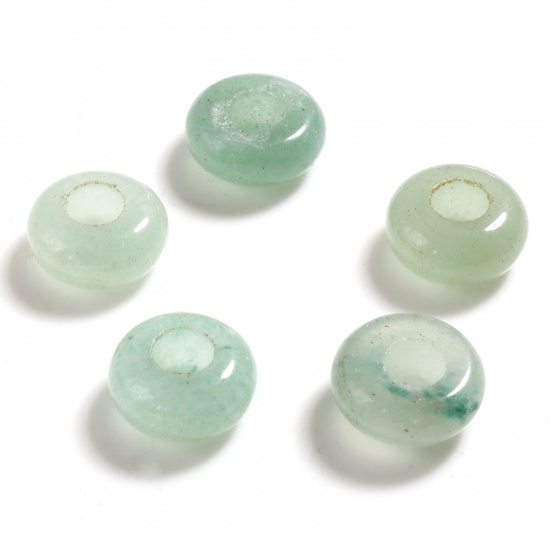 Image de Perles à Gros Trou ( Naturel ) en Aventurine Vert Vert Rond 10mm Dia., Trou: Environ 4.1mm, 2 Pcs