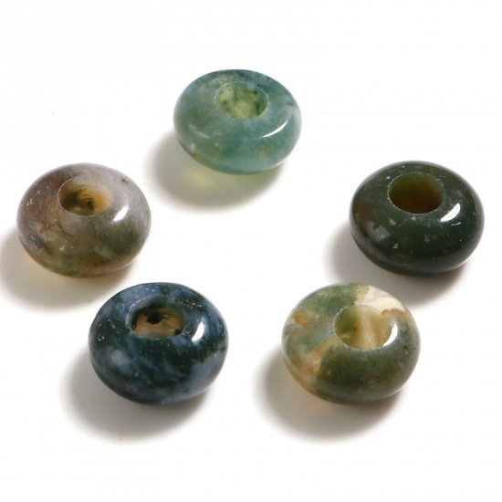 Picture of India Agate ( Natural ) Large Hole Charm Beads Multicolor Round 10mm Dia., Hole: Approx 4.1mm, 2 PCs