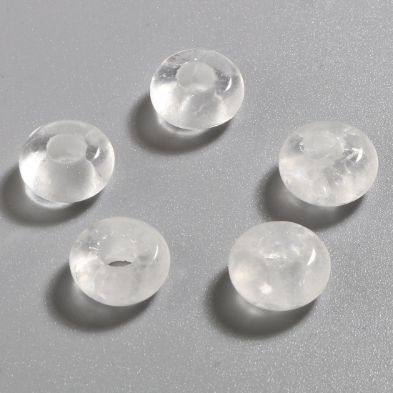 Picture of Quartz Rock Crystal ( Natural ) Large Hole Charm Beads Transparent Clear Round 10mm Dia., Hole: Approx 4.1mm, 2 PCs