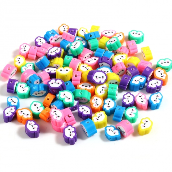 Picture of Polymer Clay Weather Collection Beads Cloud At Random Color About 10mm x 7mm, Hole: Approx 2.1mm, 100 PCs