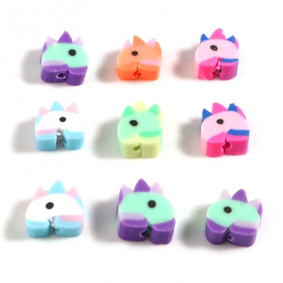 Picture of Polymer Clay Beads Horse Animal At Random Color About 10mm x 9mm, Hole: Approx 2.1mm, 100 PCs