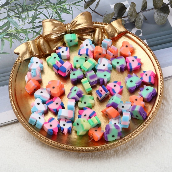 Picture of Polymer Clay Beads Horse Animal At Random Color About 10mm x 9mm, Hole: Approx 2.1mm, 100 PCs