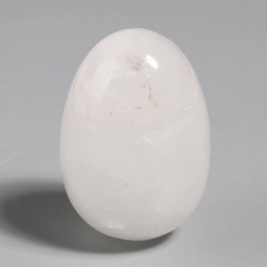 Image de Perles (Sans Trou) en Opale ( Synthétique ) Œuf Blanc Env. 29mm x 20mm, 1 Pièce