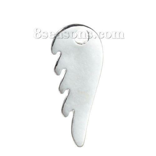 Immagine di Lega di Zinco Charm Ciondoli Ali Argento Placcato 25mm x 10mm , 20 Pz