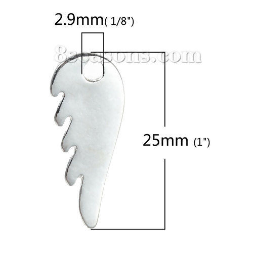 Immagine di Lega di Zinco Charm Ciondoli Ali Argento Placcato 25mm x 10mm , 20 Pz