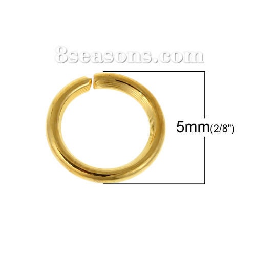 Picture of 1mm Iron Based Alloy Open Jump Rings Findings Round Gold Plated 5mm Dia, 1000 PCs