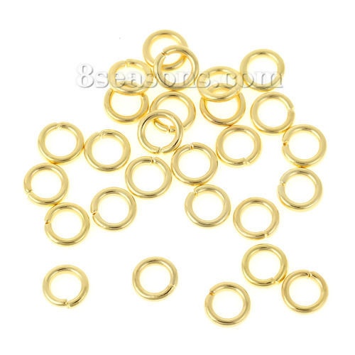 Picture of 1mm Iron Based Alloy Open Jump Rings Findings Round Gold Plated 5mm Dia, 1000 PCs