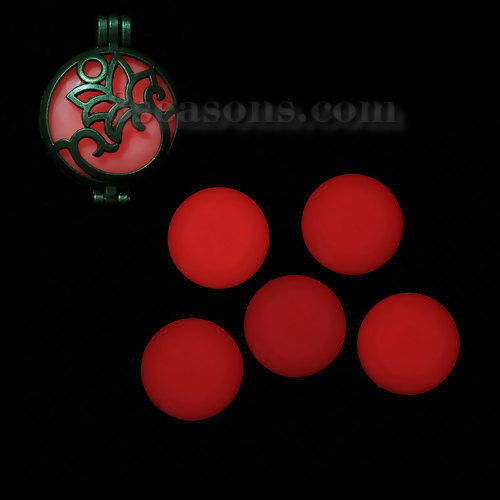 Picture of Acrylic Red Glow In The Dark Dome Seals Cabochon Round Faceted 30mm(1 1/8") Dia, 5 PCs