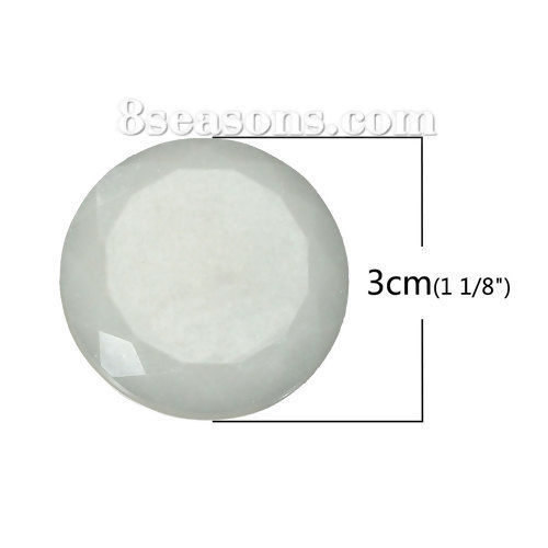 Picture of Acrylic White Glow In The Dark Dome Seals Cabochon Round Faceted 30mm(1 1/8") Dia, 5 PCs