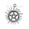 Picture of Zinc Based Alloy Charms Pendants Sun Antique Silver Color Star Carved Hollow 30mm(1 1/8") x 26mm(1"), 10 PCs