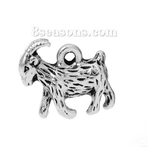 Picture of Zinc Based Alloy Easter Charms Goat Sheep Antique Silver Color 17mm( 5/8") x 13mm( 4/8"), 20 PCs