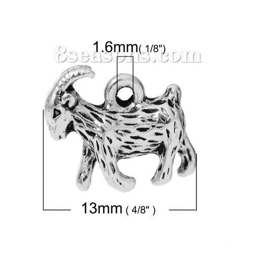Picture of Zinc Based Alloy Easter Charms Goat Sheep Antique Silver Color 17mm( 5/8") x 13mm( 4/8"), 20 PCs